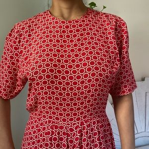 Vintage Red and White Abstract Dress